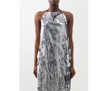 Asymmetric Sequinned Halterneck Top