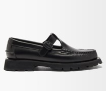 Alber Sport Leather T-strap Loafers