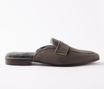 Backless Shearling-lined Suede Penny Loafers