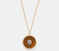 Diamond, Tiger's Eye & 14kt Gold Necklace