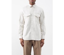 Flap-pocket Striped Silk-blend Shirt