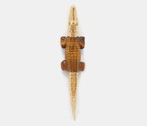 Alligator Tiger's Eye & 18kt Gold Single Earring