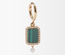Octagon Diamond, Malachite & 18kt Gold Earring