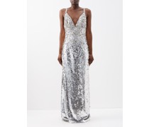 Plunge-front Sequinned Gown