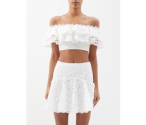 Clara Off-the-shoulder Cotton-blend Cropped Top