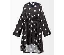 Polka-dot Logo-jacquard Creased Satin Wrap Dress