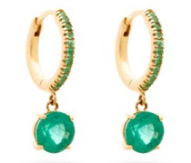 Grass Seed Emerald & 18kt Gold Earrings
