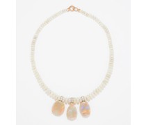 Opal, Diamond & 18kt Rose-gold Necklace