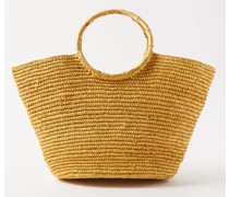 Medium Bamboo-handle Straw Basket Bag