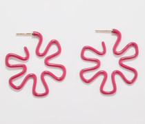 B Amarena Enamel, 9kt Gold & Silver Earrings