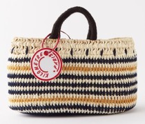 Undercover Crocheted-overlay Palm Basket Bag