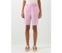 Striped Cotton-poplin Shorts