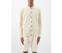 Patch-pocket Ribbed-cotton Cardigan