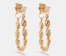 Rope Chain Diamond & 14kt Gold Earrings