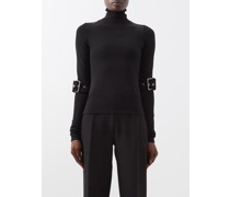 Power Buckled-sleeve Stretch-jersey Top