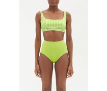 The Gemma Gingham Scoop-neck Bikini Top
