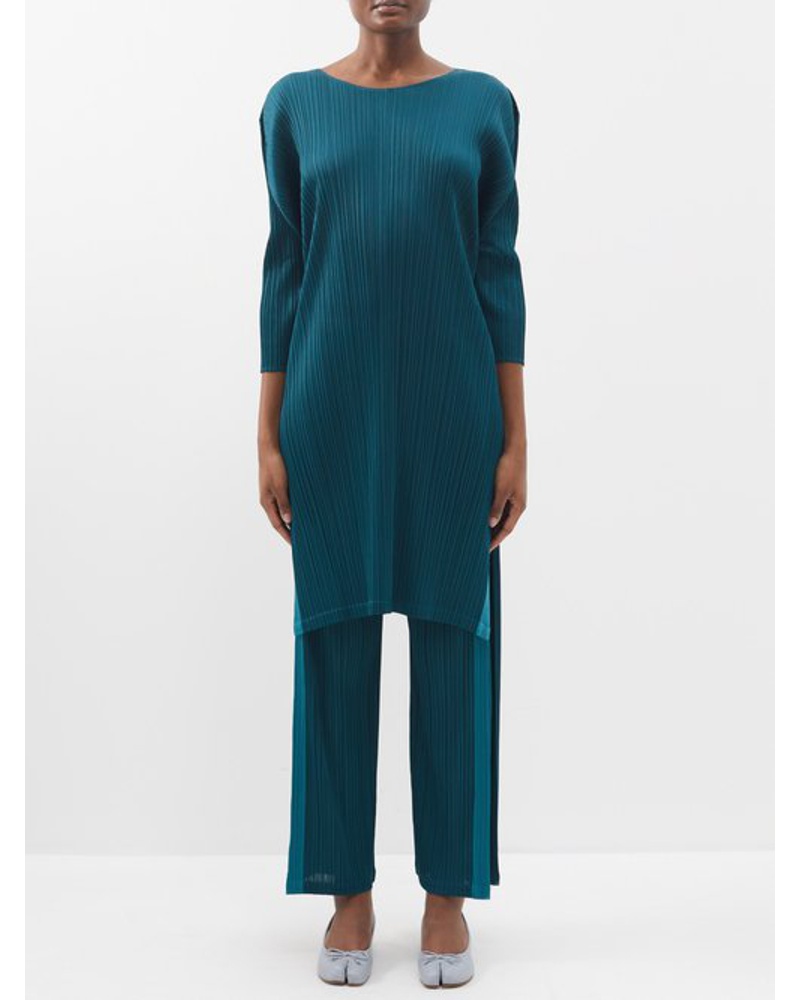 Issey Miyake Damen Walk Pure Side-slit Technical-pleated Jersey Top Issey Miyake Damen Walk Pure Side-slit Technical-pleated Jersey Top