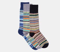 Pack Of Three Signature-striped Cotton-blend Socks