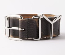 Y-plaque Distressed Leather Belt