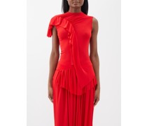 Shikaku Asymmetric Ruffled Jersey Blouse