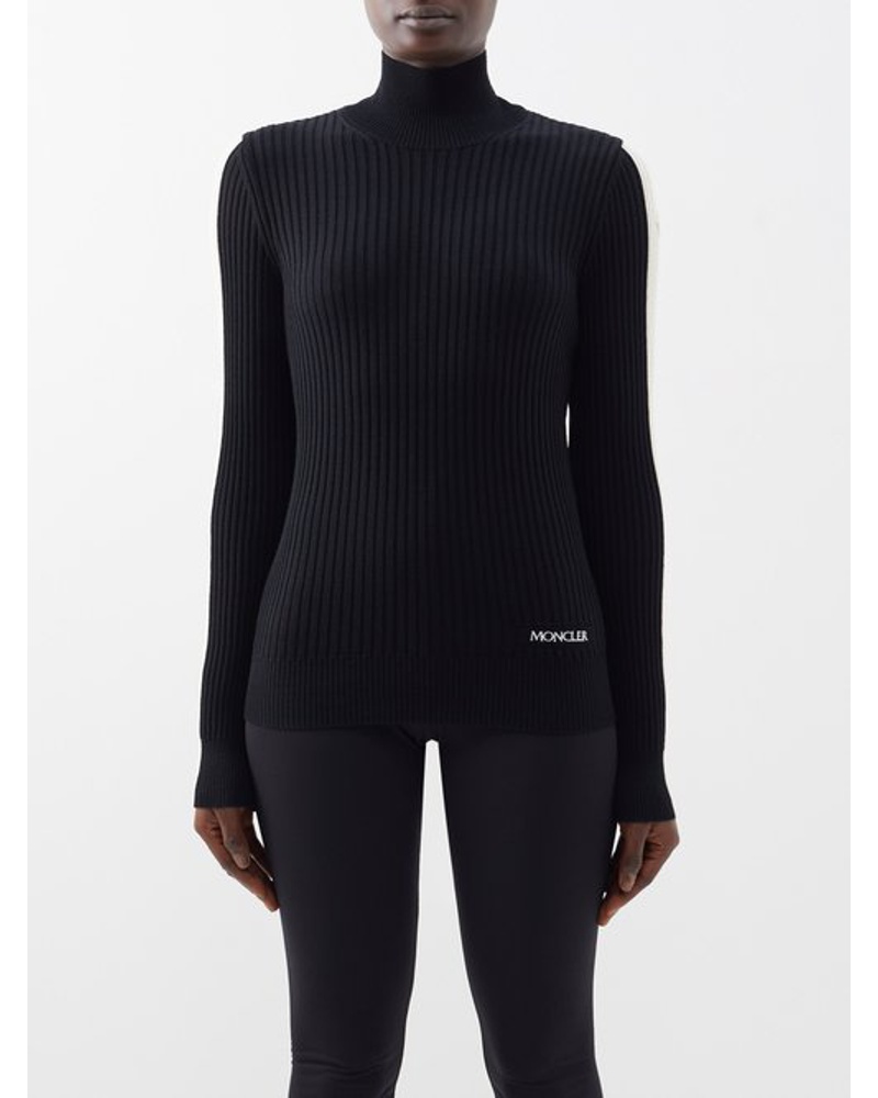 Moncler Damen Contrast-sleeve Ribbed Wool Sweater Moncler Damen Contrast-sleeve Ribbed Wool Sweater