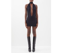 Plunge-neck Halterneck Mini Dress