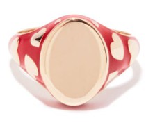 Amour Enamel & 14kt Gold Signet Ring