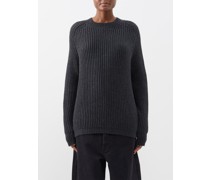 Crew Neck Wool And Cashmere-blend Ribbed Jumper