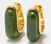Oblong Nephrite-jade & 18kt Gold Earrings