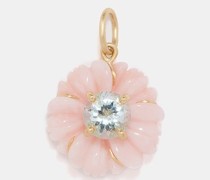 Tropical Flower Aquamarine, Opal & Gold Charm