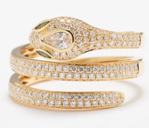 Snake Coil Diamond, Emerald & 18kt Gold Ring
