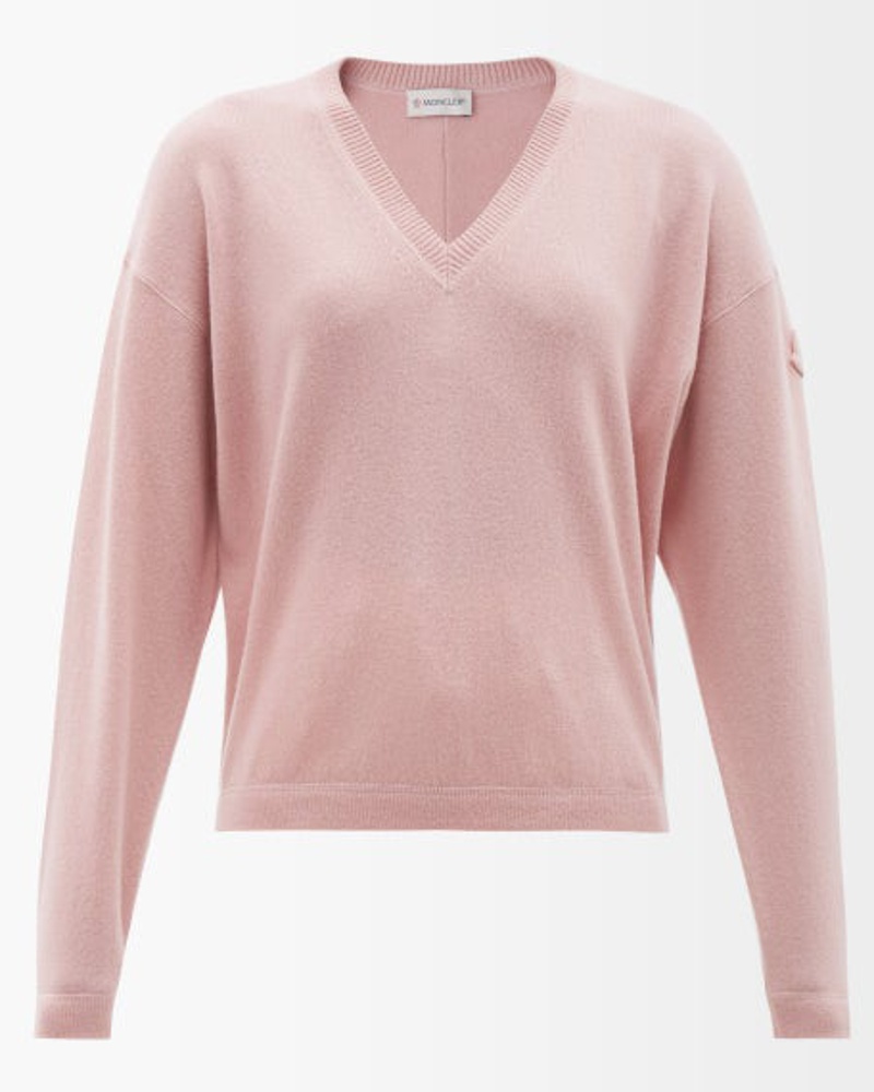 Moncler Damen V-neck Wool-blend Sweater