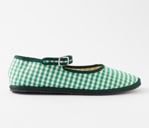 Gingham Mary Jane Canvas Flats