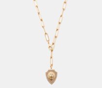 Lion Diamond & 14kt Gold Lariat Necklace