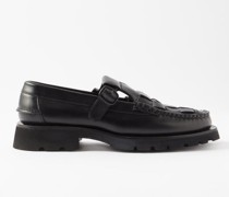Soller Buckled Woven-leather Loafers