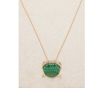 Crab Diamond, Malachite & 9kt Gold Necklace