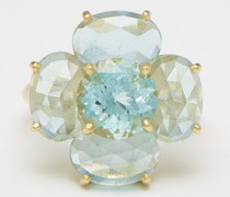 Tropical Flower Aquamarine & 18kt Gold Ring