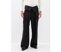 Andre Foldover Wool Wide-leg Trousers