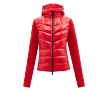 Hooded Quilted Nylon And Fleece Down Jacket