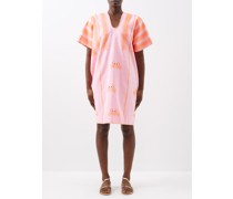 Crab-embroidered Cotton Kaftan Dress