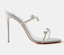 Just Queen 100 Crystal-embellished Leather Mules