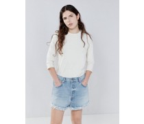 Clip Organic-cotton Frayed Denim Shorts