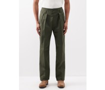 Gustavo Pleated Linen-twill Trousers