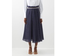 Polka-dot Pleated Chiffon Midi Skirt