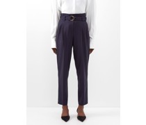Paperbag-waist Pleated Wool Trousers