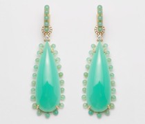 Diamond, Chrysoprase & 18kt Gold Earrings