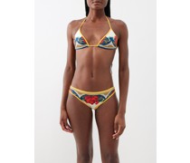 Taormina-print Triangle Bikini Top