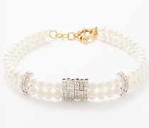 Double Pearl And Crystal Choker