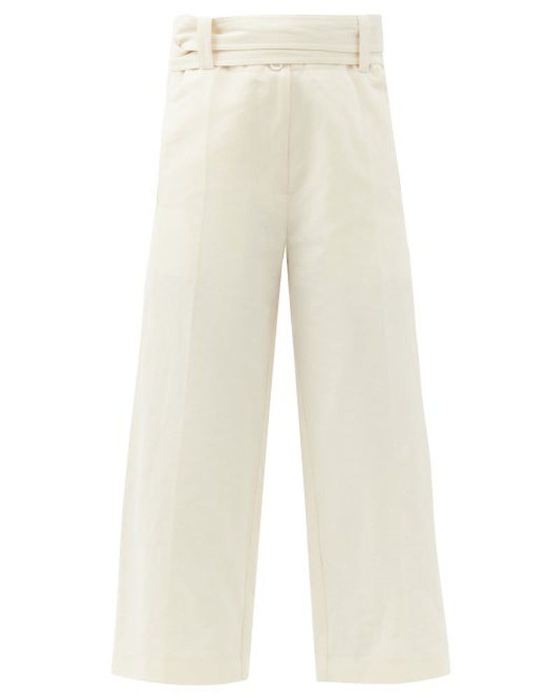 Moncler Damen High-rise Cropped Cotton-blend Wide-leg Trousers