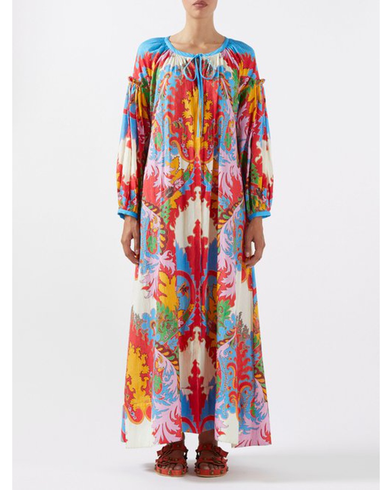 Etro Damen Paisley-print Cotton-blend Voile Maxi Dress